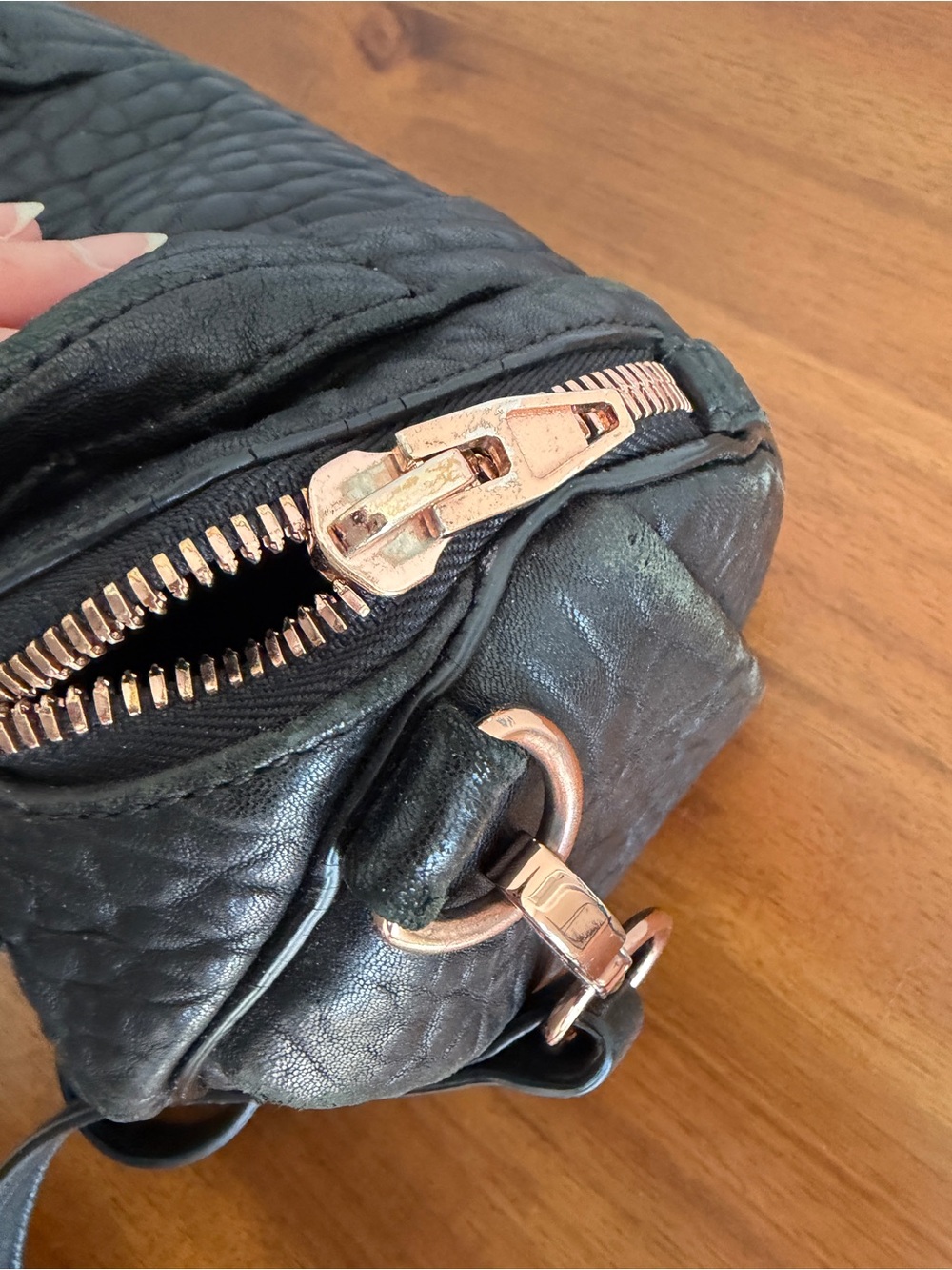 Alexander Wang Black Pebbled Leather Mini Duffel with Rose Gold Hardware - Picture 4 of 9
